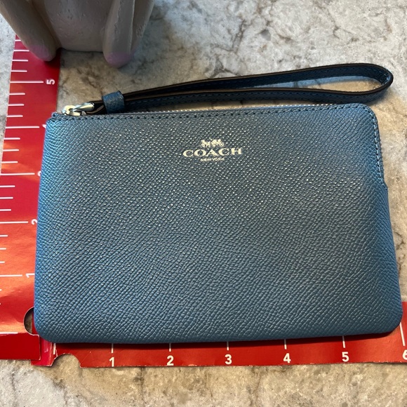 Coach Zip Leather Wristlet - Light Mist Color - Picture 6 of 7